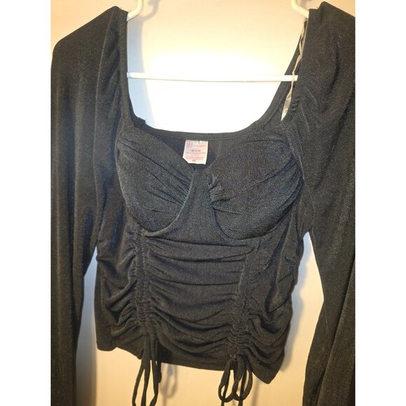 Sexy Black Gothic Whimsygoth Top Shirt Blouse Romantic Molded Cups Medium 7/9 M - Picture 2 of 3